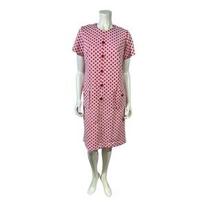 70s White & Orange Polka Dot Dress – Extra Large